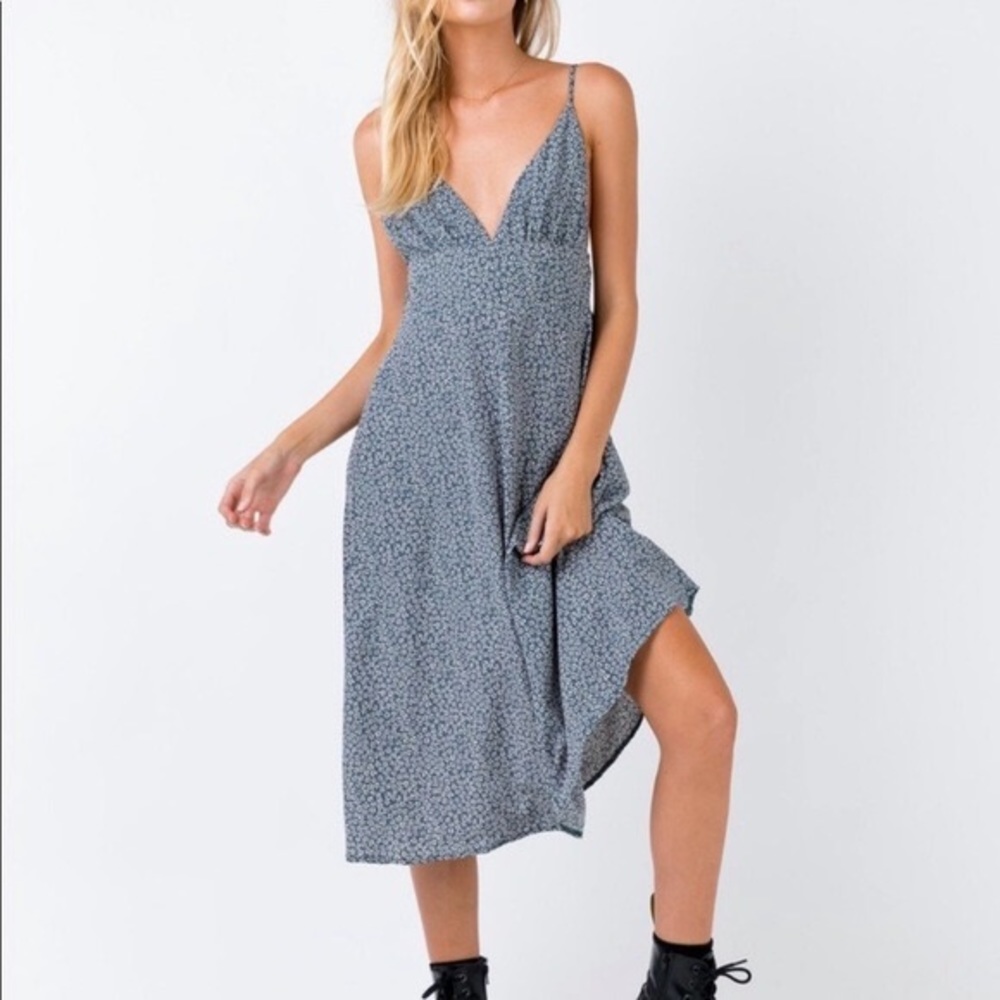 Princess Polly floral Kirk midi dress in teal blue